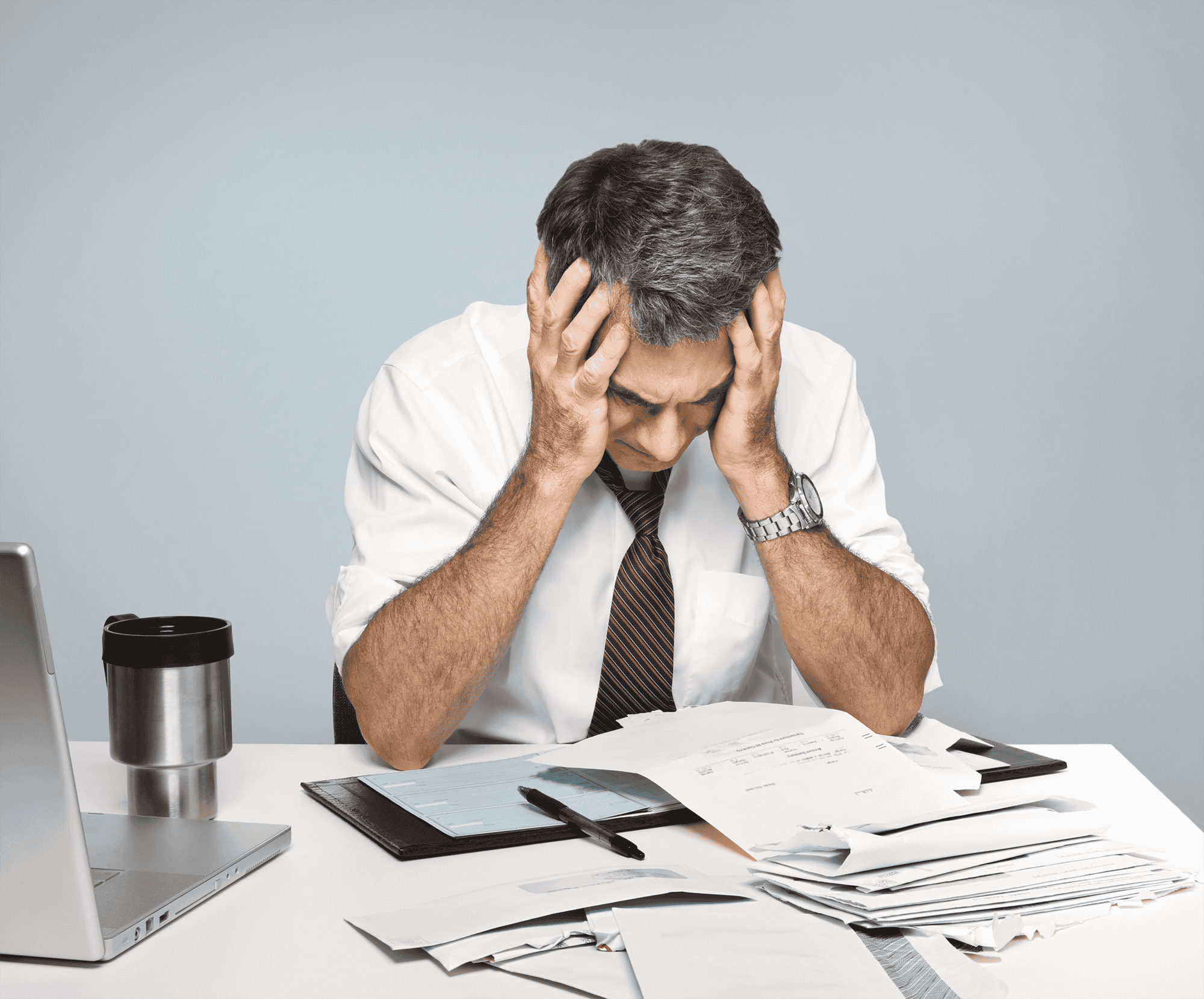 Stressed freight forwarder managing fragmented cargo and customs processes